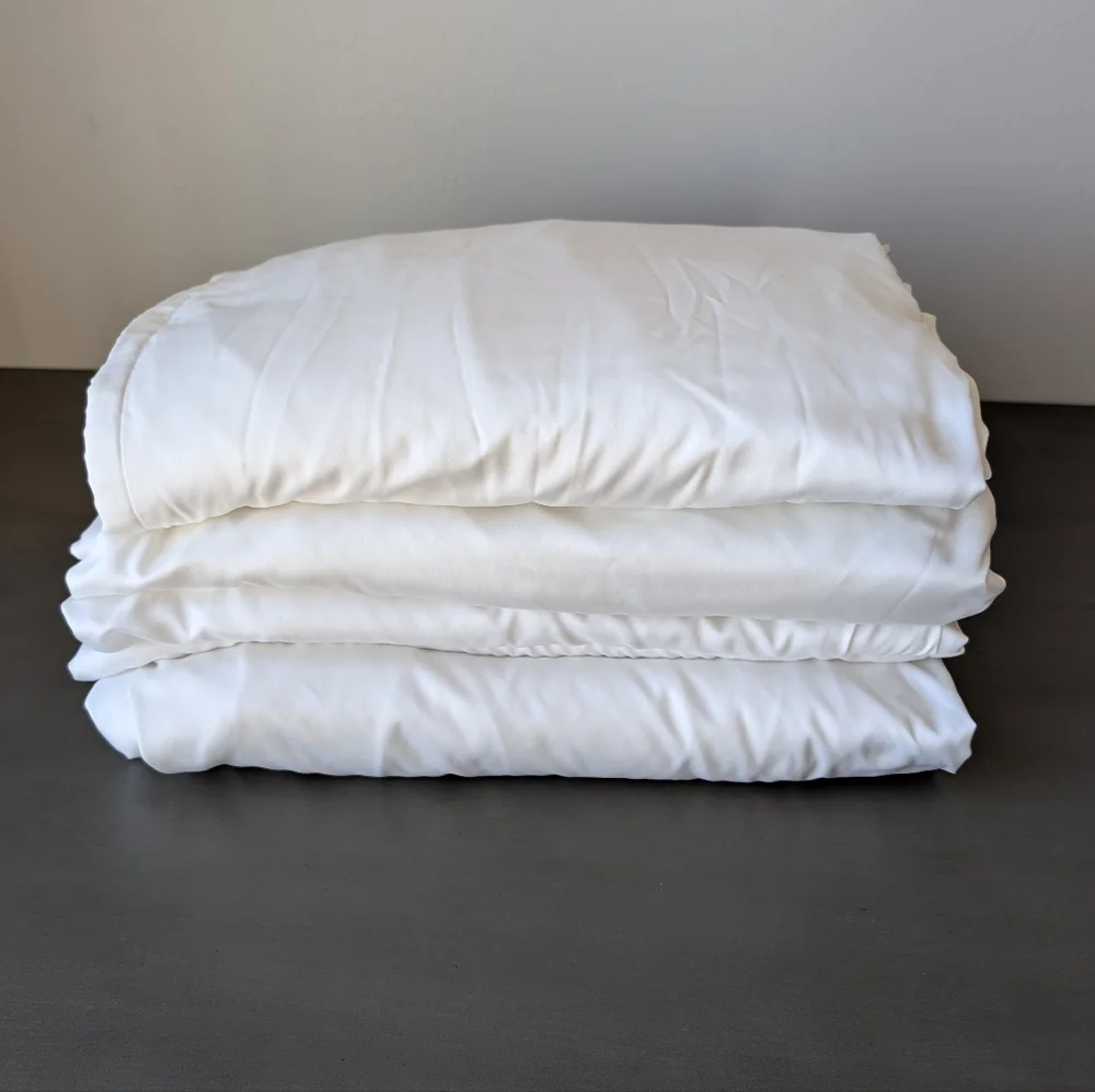 Cindy Crawford Style White Satin Boho Curtain Pleated Rod Pocket Size  84